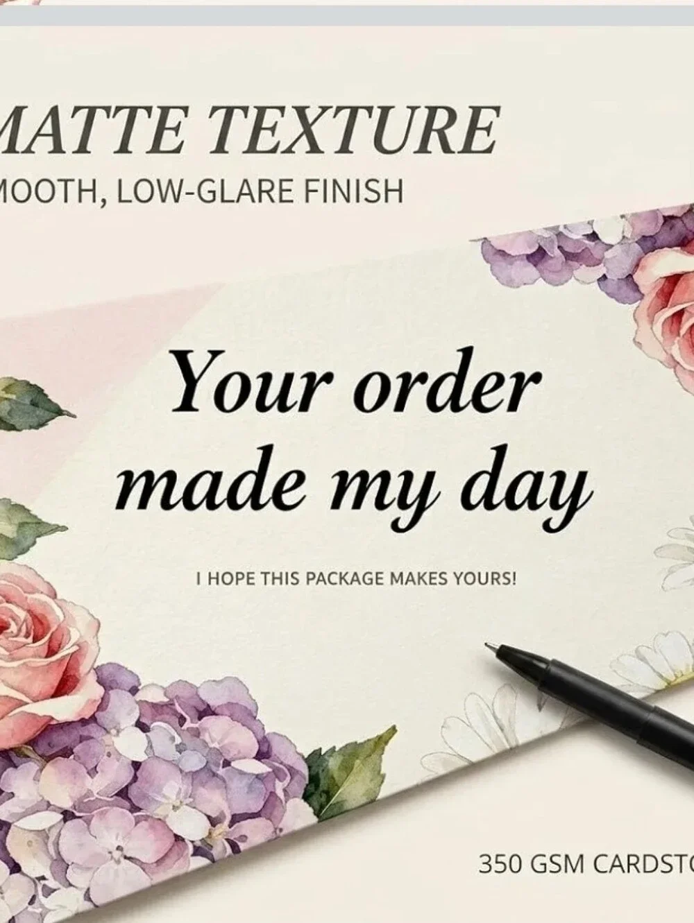Floral 'Your Order Made My Day' Thank You Cards 40 Cards